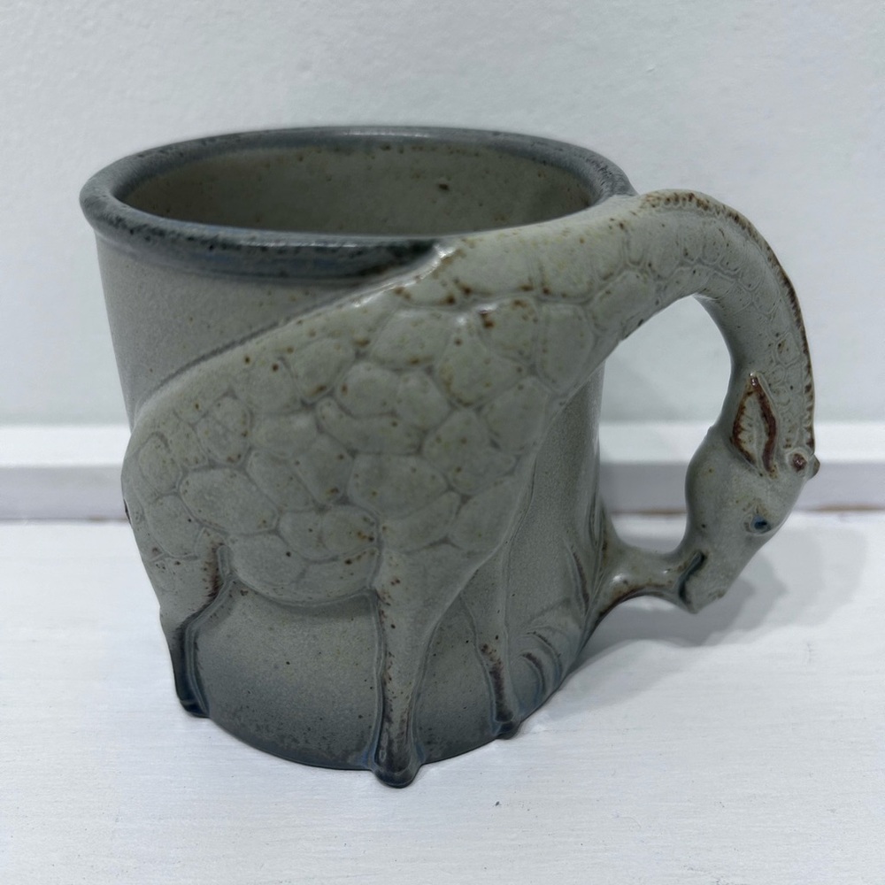 Stoneware Giraffe Neck Handle Mug Coffee Cup‎ With 3D Design